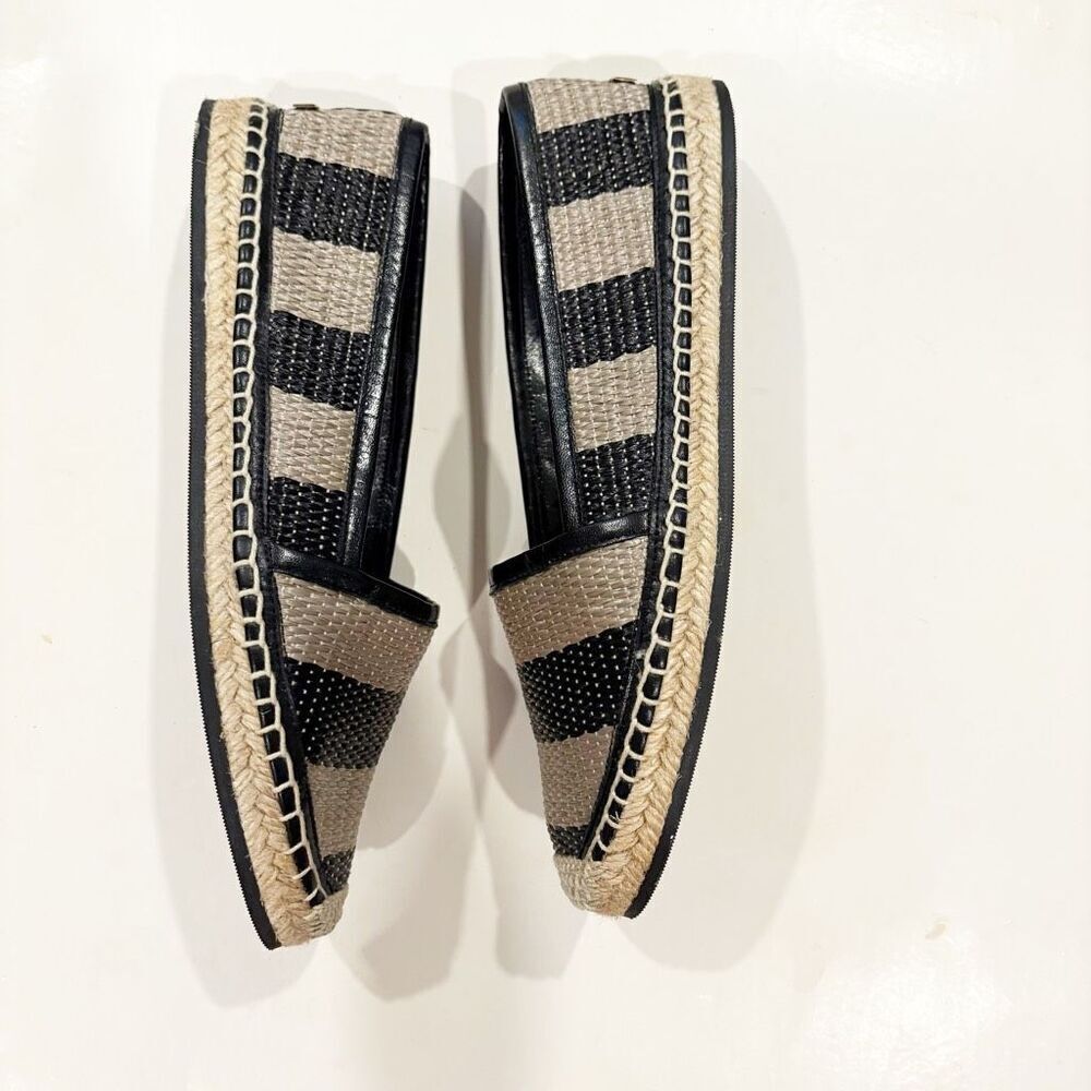 Burberry Two Tone Striped Raffia Hodgeson Espadrilles Size 37 US 6.5